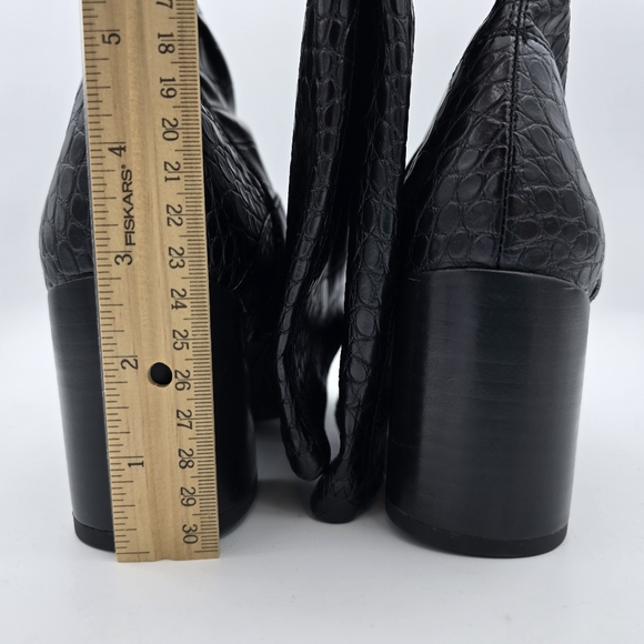 6W Franco Sarto Women's Tribute Knee High Boots, Black Crocco Faux Leather - Picture 8 of 16